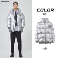 美特斯邦威（Meters Bonwe）银色羽绒服男冬季新款亮面防风保暖宽松男女同款羽绒 银色[立领] 165/S