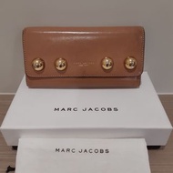 Marc Jacobs特殊造型卡其色金扣珠珠個性真皮長夾 絕版正品 購買憑證 防塵袋 原廠盒裝 真品 百貨公司專櫃正品