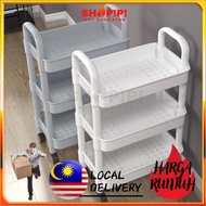 Shopipi Trolley Rack 3 Tier Multifunction Storage Office Shelves Home Kitchen Rack With Plastic Wheel Rak Troli