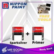 NIPPON PAINT Momento Paint 1L Set (Top Coat Textured Sparkle Silver 1L + Primer 1L + Toolkit)