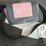 Celine frame 中號 牛皮 灰粉配色 豆腐包 肩背包 斜背包 🈶購鉦
