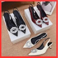 7-inch high heels with high-quality stone buckles