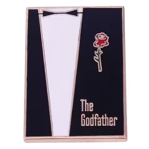 The Godfather Movie Poster Inspiration Enamel Pin 1972 Mafia Corleone Family Classic Black Suit Badg