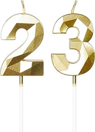 23rd Birthday Candles, Number 23 Candle, Gold Candles, Birthday Candle for Cake, Happy Birthday Cand