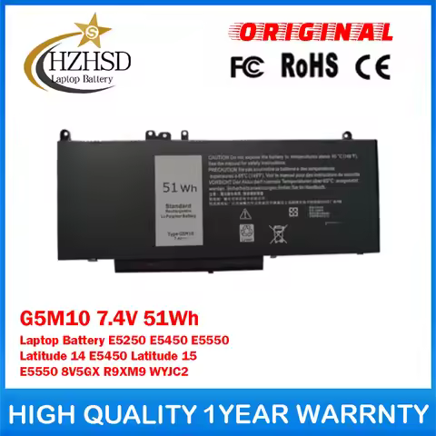 G5M10 7.4V 51Wh Genuine Original Laptop Battery For Dell Latitude E5250 E5450 E5550 Latitude 14 E545