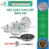 Bộ nồi chảo chống dính inox 430 cao cấp Fivestar Standard 6 chiếc  3 đáy dùng được mọi bếp  tặng 1 v