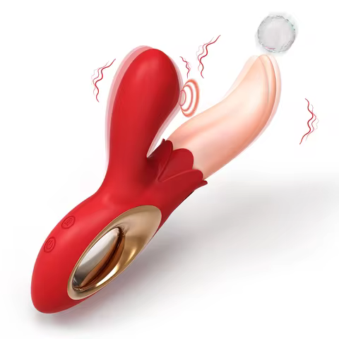 2in1 Tongue Licking Oral Sucking Vibrator for Women G Spot Clitoris Nipple Stimulator Vagina Anal Ma