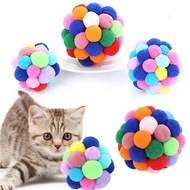 5pcs Cat Toys Cat Plush Ball Toy Pet Elastic Bell Ball Self Hi Ball Playing Cat Colorful  Woolen bal