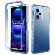 For Xiaomi Redmi Note 12 / Note 12 Pro 5G Global Version Dual Layer Hybrid Anti-Scratch Gradient Shockproof Full Body Clear Case Cover