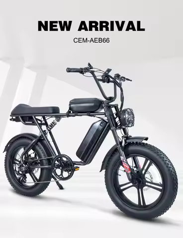 CEMOTO B66 750W Motor Electric Bicycle 48V 15AH Lithium Battery 28MPH Electric Bike 20x4" Fat Tire S