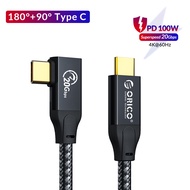 ORICO สายเคเบิ้ล5ม. 20อะแดปเตอร์ Gbps USB C PD100W สายชาร์จเร็ว USB3.2 Gen 2 HD 4K 60Hz วิดีโอถักด้ว