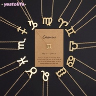 [Y] Zodiac Necklace Card Pendant Clavicle Chain Necklace Female Constellation Necklace Y
