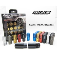 Rays Nut Panjang Besi 20Biji Racing Wheel Nut LONG Steel Heavy Duty Tyre Rays Nut M12xP1.5 20pcs