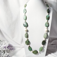 天然綠松石 鑽面切片 黃金硨磲 貝珠 收藏 獨家 長項鍊 單品 禮物