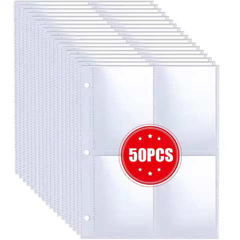 5/50pcs 4-Pocket Binder Photocards Holder Binder Background Paper Kpop Photo Album 6/3 Holes Inner P