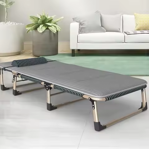 Outdoor Multifunction Folding Bed Single Folding Metal Cot Camping Folding Bed with Mattress