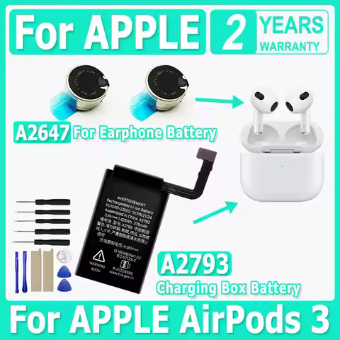 A2647 Replacement Battery For Apple Airpods 3 A2564 A2565 For Air Pods 3 Rechargeable Batteries Batt