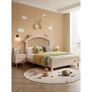 Kids Bed Kids Bed Frame Modern Solid Wood Bed Frame Single Bed Super Single Bed Cream Wind Bed
