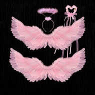 Children Adult Angel Wings Pink Angel Feather Wings Props Halloween Wings Props [Q]
