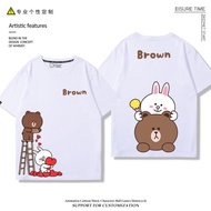 Sally Chicken Brown Bear Co branded T-shirt Line Family Couple Loose and Versatile Children's Short 