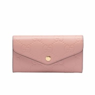 【GUCCI 古馳】GG Continental 皮革 信封式 扣式 卡夾 皮夾 長夾 粉色 772791