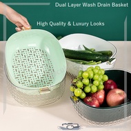 Fridge Storage Big Dual Layer Strainer & Colander For Fruits Vegetables Washing Drainer Basket Wash 