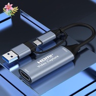 4K HDMI Video Capture Card, USB 2.0/Type-C Dual Interface Audio Video Capture Adapter, Portable Reco