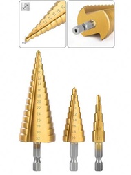 1入組高速鋼錐形鑽頭套裝,六角柄錐形鑽（3-12/4-20/4-32mm）鈦鑽孔切割器,適用於diy木材、金屬、不鏽鋼、鋼板等