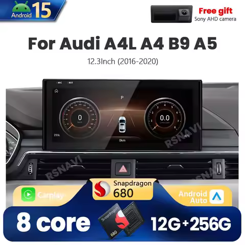 Qualcomm Snapdragon 680 Android 15 For AUDI A4L A4 B9 A5 2016-2020 Wireless CarPlay Auto Car Radio M