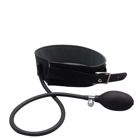 Premium Leather Inflatable Collar BDSM Choker Neck Restraint with Hand Pump Adult Couples Training T