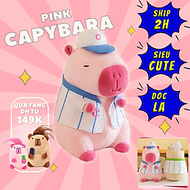 Thú nhồi bông capybara màu hồng mặc áo bóng chày dễ thương - Size từ 30cm đến 40cm - Quà tặng gấu bô