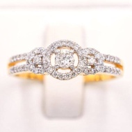Happy Jewelry แหวนล้อม 3 วง บ่าเพชรคู่ เม็ดกลาง 10 ตัง ทองแท้ 9k 37.5% เพชรเกสร ME870