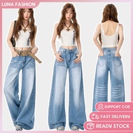919 JEANS Y2K Vintage Wash Blue Wide-Leg Jeans for Women Streetwear Baggy Pants casual