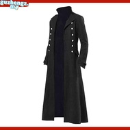 Vintage Medieval Costumes Steampunk Gothic Black Long Jacket Coat Vampire Cosplay Pirate Halloween O