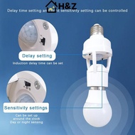 H&Z E27 Human Body Sensing Lamp Head Soet LED 100-240V E27 Lamp Base Intelligent Light Bulb Switch N