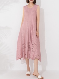 40671 One Size (45-75kg) Summer WomenS Floral Round Neck Sleeveless Pullover Irregular Big Dress