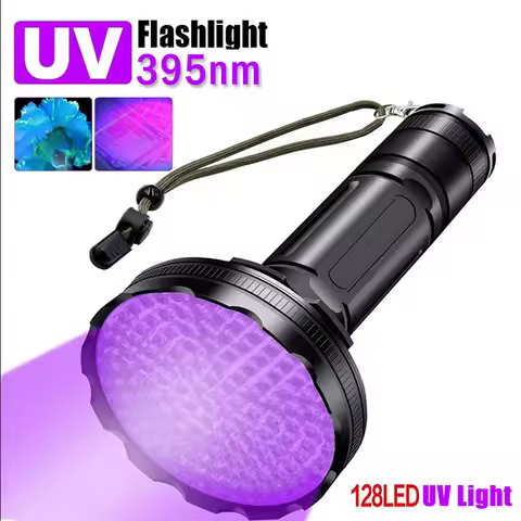 128LED 395nm UV Flashlight High Power Ultraviolet Torch Money Ore Pet Stains Invisible ink Scorpion 