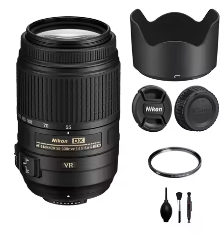 Nikon AF-S DX NIKKOR 55-300mm f/4.5-5.6G ED Vibration Reduction Zoom Lens with Auto Focus for Nikon