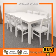 LPC MALL Chair 1009 White Modern Dining Set 8 seater Meja Makan Kayu Murah Kerusi Meja Makan Dining 