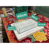 Semi-terrain fish tank 40x30x+10.5mm white glass 5mm