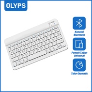 【OLYPS】 Keyboard Wireless Bluetooth RGB LED Lightweight Portable Mini Waterproof For Laptop PC iPhone iPad apel Tablet Mac Samsung Xiaomi Mobile Phone Universal Garansi 1 Tahun