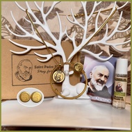 ▥ ☇◑ ❏ Blessed Saint Padre Pio Necklace & Bangle Bracelet Set (Original PVD 18k Italy Gold)