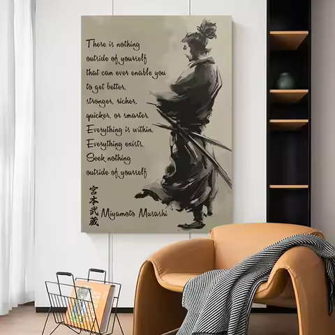 Japanese Samurai Miyamoto Musashi Wall Art Poster Vintage Inspirational Mural Home Decor Picture Pri