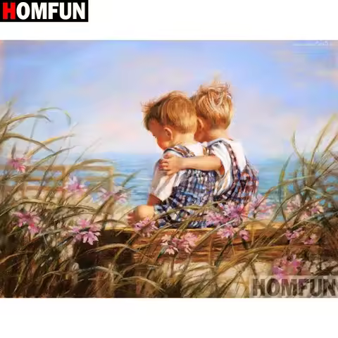 HOMFUN Full Square/Round Drill 5D DIY Diamond Painting "Couple child" Embroidery Cross Stitch 5D Hom