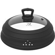 微波爐防濺蓋，帶透氣孔玻璃防濺罩，可折疊矽膠套，適用於食物，也可作鍋蓋使用，可折疊矽膠玻璃鍋蓋蒸鍋蓋子，帶把手餐盤蓋水果蓋子菜罩子