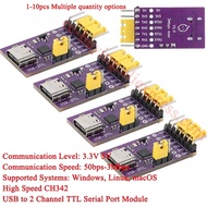 10pcs/1pc USB to 2 Channel Way TTL Serial Port Module Type-C 50bps-3Mbps High Speed CH342 Chip Commu