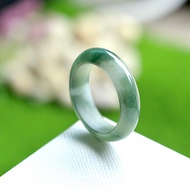 Green Jade Ring With White Size 62 mm.