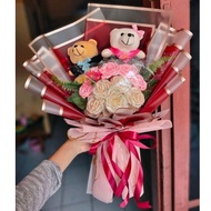 Couple doll flower bouquet birthday gift/ anniversary graduation engagement wedding engagement gift/