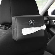 [Ready Stock] Mercedes Benz Logo  PU Leather Car Tissue Box Holder Cover Organiser Napkin Organizer 