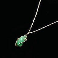 【水晶系列】祖母綠原礦 925純銀 金屬編織雙面墜飾